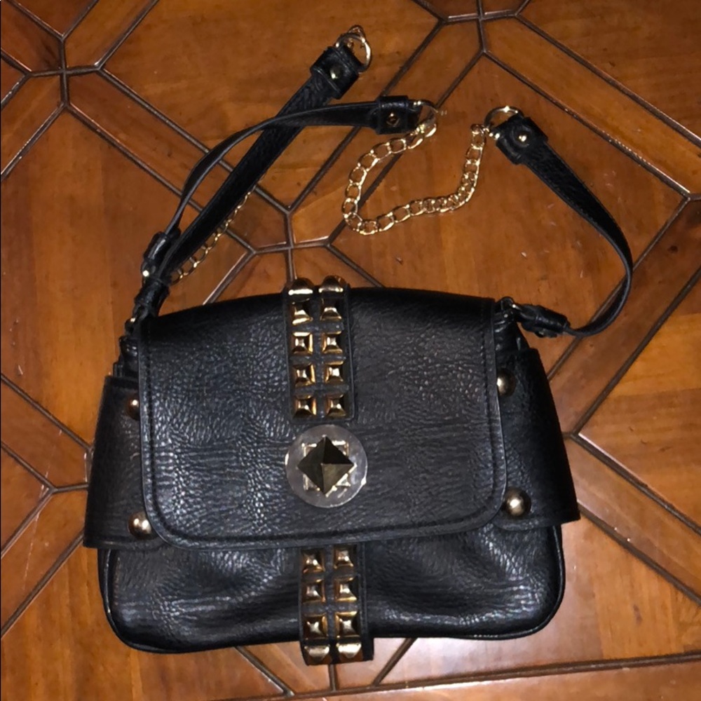 Orange Caramel Black and Gold shoulder handbag